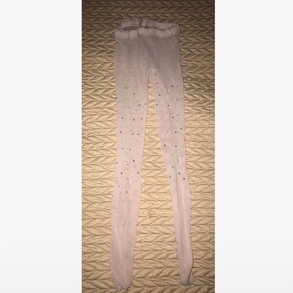 Accessories - Nude Fishnet Tights with Rhinestones